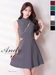 画像1: XSサイズあり【ANDY/アンディ】ハイネック/ フロントジップ/ ウエストシアー/ バックリボン/ ノースリーブ/ フレア/ ミニドレス/ キャバドレス[OF05] (1)