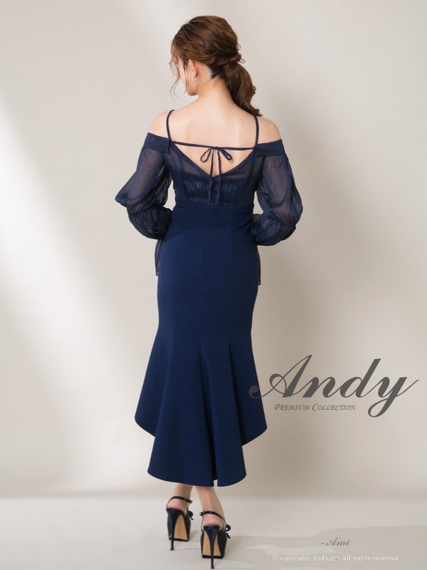画像21: 【ANDY/アンディ】 オフショルダー/ 長袖/ 袖あり/ バストシアー/ キャミソール/ ミディアムドレス/ キャバドレス[OF05] (21)