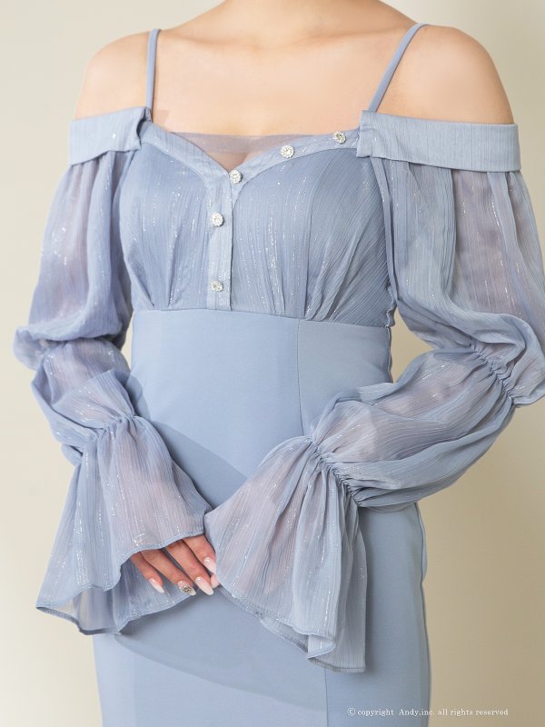 画像28: 【ANDY/アンディ】 オフショルダー/ 長袖/ 袖あり/ バストシアー/ キャミソール/ ミディアムドレス/ キャバドレス[OF05] (28)