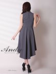 画像12: XSサイズあり【ANDY/アンディ】テールカット/ プチハイネック/ リボン/ ギャザリング/ ノースリーブ/ フレア/ ミディアムドレス/ ワンピース/ キャバドレス[OF05] (12)