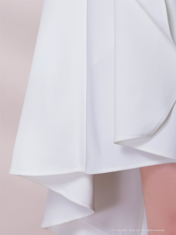画像28: XSサイズあり【ANDY/アンディ】テールカット/ プチハイネック/ リボン/ ギャザリング/ ノースリーブ/ フレア/ ミディアムドレス/ ワンピース/ キャバドレス[OF05] (28)