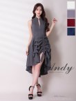 画像10: XSサイズあり【ANDY/アンディ】テールカット/ プチハイネック/ リボン/ ギャザリング/ ノースリーブ/ フレア/ ミディアムドレス/ ワンピース/ キャバドレス[OF05] (10)