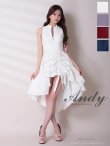 画像23: XSサイズあり【ANDY/アンディ】テールカット/ プチハイネック/ リボン/ ギャザリング/ ノースリーブ/ フレア/ ミディアムドレス/ ワンピース/ キャバドレス[OF05] (23)