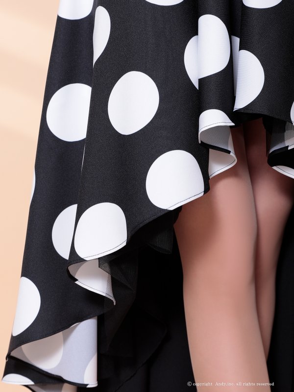 ブラック×ホワイトドット モデル：あみ　身長：163cm　着用サイズ：Sサイズ