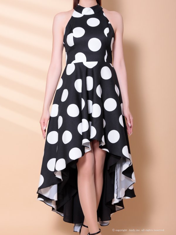 ブラック×ホワイトドット モデル：あみ　身長：163cm　着用サイズ：Sサイズ