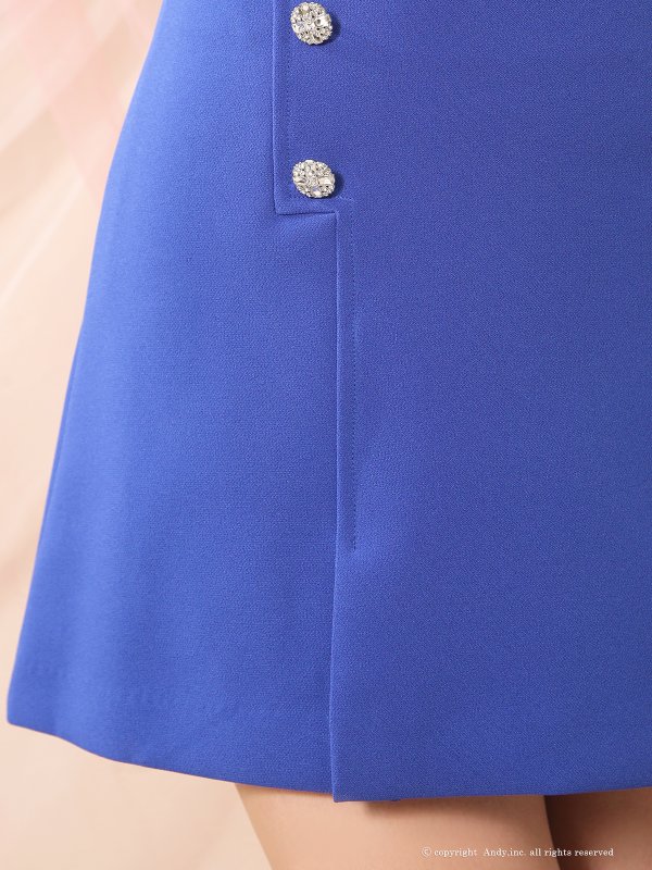 画像14: 【ANDY/アンディ】シアー/ レース/ 切替/ タイトスリーブ/ 五分袖/ 袖あり/ ダブルボタン/ ボックスプリーツ/ フレア/ ワンピース/ ミニドレス/ キャバドレス[OF05] (14)