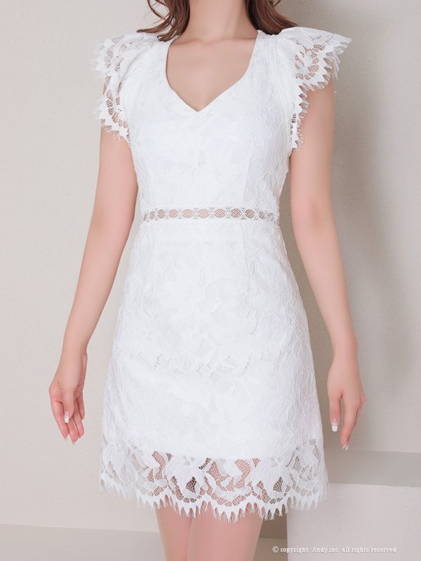 画像21: 【Andy /アンディ】総レース/ ショートスリーブ/ 袖あり/ ウエストシアー/ 膝丈/ タイト/ ミニドレス/ キャバドレス[FB03] (21)