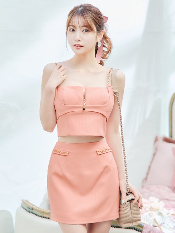 画像13: XSサイズあり【ANIER./アニエル】【ROBE de FLEURS/ローブドフルール】チェーン/ フェティッシュ/ セットアップ/ 2ピース/ キャミソール/ タイト/ ミニドレス/ キャバドレス[OF08] (13)