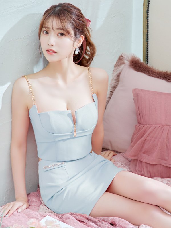 画像8: XSサイズあり【ANIER./アニエル】【ROBE de FLEURS/ローブドフルール】チェーン/ フェティッシュ/ セットアップ/ 2ピース/ キャミソール/ タイト/ ミニドレス/ キャバドレス[OF08] (8)