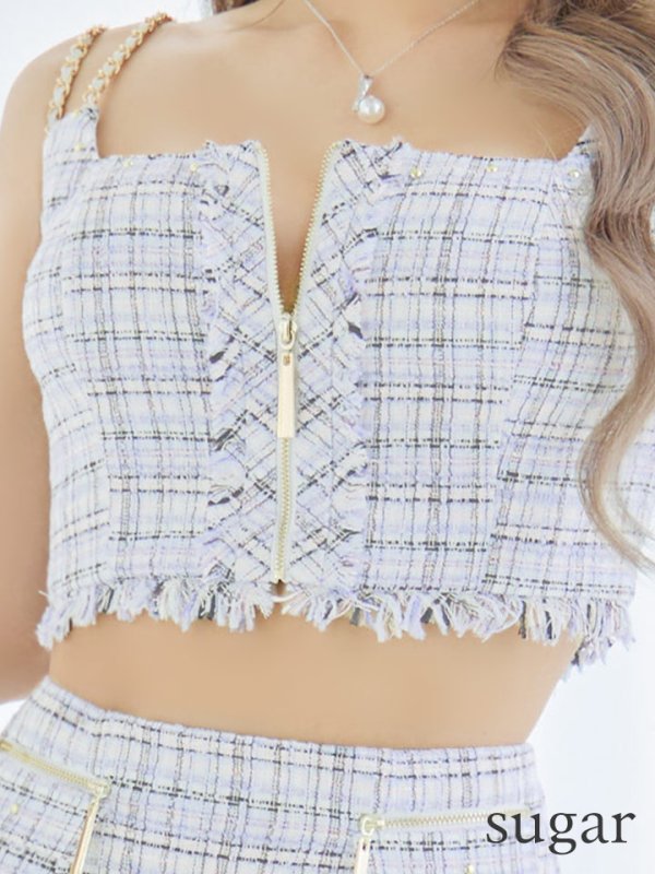 画像10: XSサイズあり【ANIER./アニエル】【ROBE de FLEURS/ローブドフルール】setup cami check tweed dress/ セットアップ/ キャミソール/ チェック/ ツイード/ ミニドレス/ キャバドレス[OF08] (10)