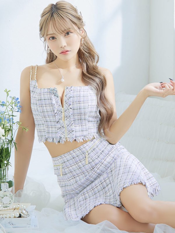 画像3: XSサイズあり【ANIER./アニエル】【ROBE de FLEURS/ローブドフルール】setup cami check tweed dress/ セットアップ/ キャミソール/ チェック/ ツイード/ ミニドレス/ キャバドレス[OF08] (3)