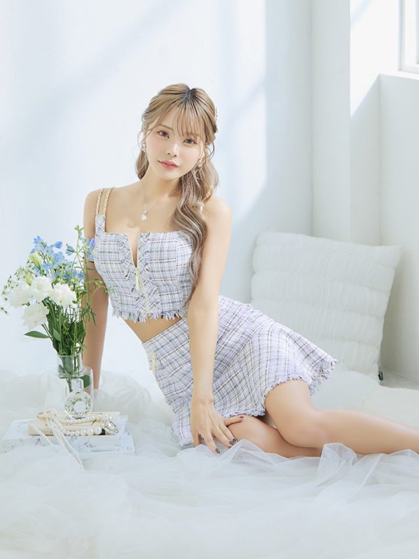 画像5: XSサイズあり【ANIER./アニエル】【ROBE de FLEURS/ローブドフルール】setup cami check tweed dress/ セットアップ/ キャミソール/ チェック/ ツイード/ ミニドレス/ キャバドレス[OF08] (5)