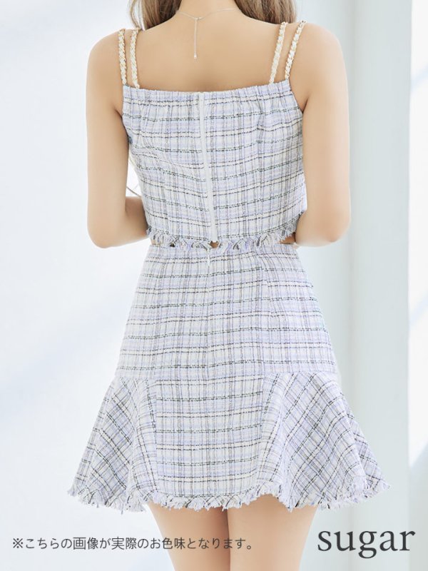 画像9: XSサイズあり【ANIER./アニエル】【ROBE de FLEURS/ローブドフルール】setup cami check tweed dress/ セットアップ/ キャミソール/ チェック/ ツイード/ ミニドレス/ キャバドレス[OF08] (9)