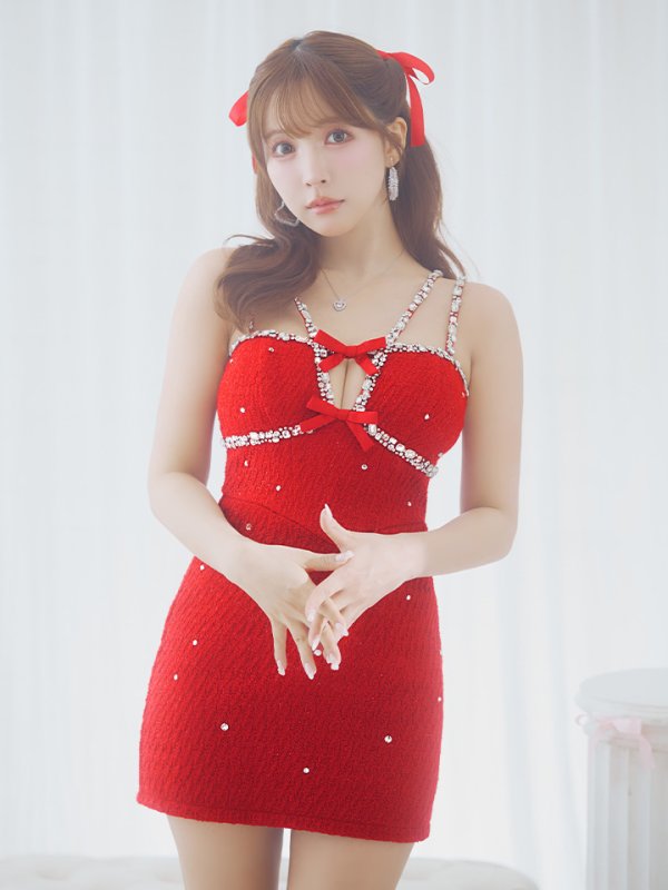 画像9: XSサイズあり【ANIER./アニエル】【ROBE de FLEURS/ローブドフルール】Bijou lame tweed mini Santa/ ビジュー/ ラメ/ ツイード/ ミニサンタ/ ミニドレス/ キャバドレス[OF08] (9)