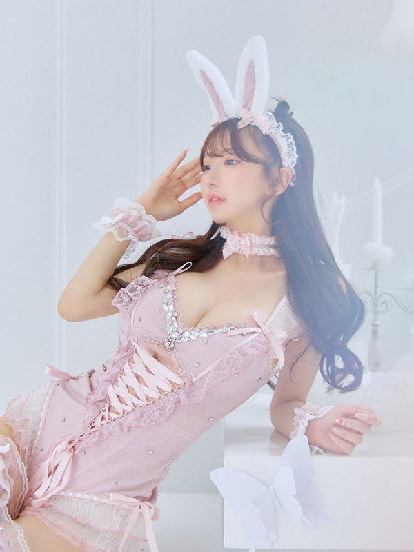 画像2: 【即日発送】【送料無料！】【ハロウィン】ビジューシアーバニーガール【コスプレ6点セット】【XS-Mサイズ/3カラー】[HC03] (2)