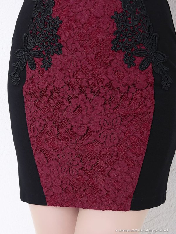 画像7: 【an/アン】フラワーレース /フリルスリーブ /クロスデザイン /タイト /ミニドレス /キャバドレス[OF05] (7)