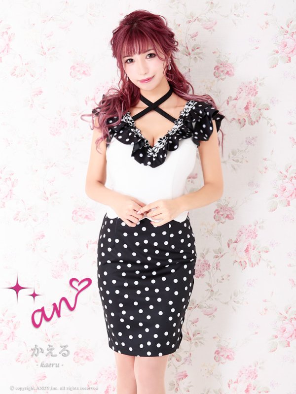 画像9: ANDY Fashion Press 04 掲載商品【an/アン】フリルデザイン/ ドット/ 水玉/ タイト/ セットアップ/ ミニドレス/ キャバドレス[OF05] (9)