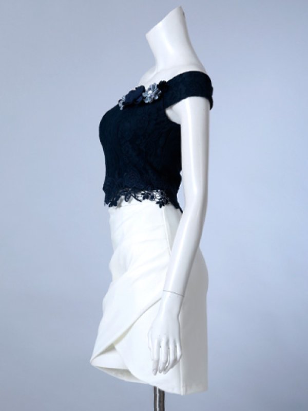 画像2: 【an/アン】オフショル/ レース/ タイト/ セットアップ/ ミニドレス /キャバドレス[OF05] (2)