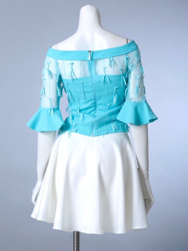 画像3: 【an/アン】シースルー/オフショル/ 袖あり/ フレア/ セットアップ/ キャバドレス[OF05] (3)