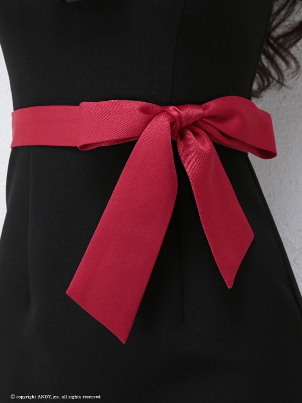 画像7: 【an /アン】ノースリーブ/ ショルダーフリル/ ウエストリボン/ フラワー刺繍レース/ ネックデザイン/ タイト/ ミニドレス/ キャバドレス[OF05] (7)