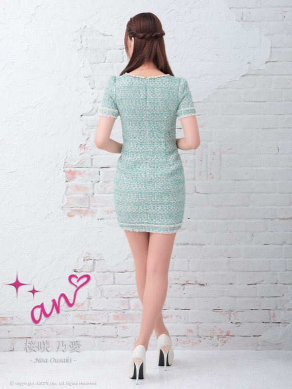 画像17: 【LIMITED SALE開催中！! 11月11日より順次発送予定】【an/アン】ツイード / 半袖/ 袖あり/ タイト/ ミニドレス/ キャバドレス[OF05] (17)