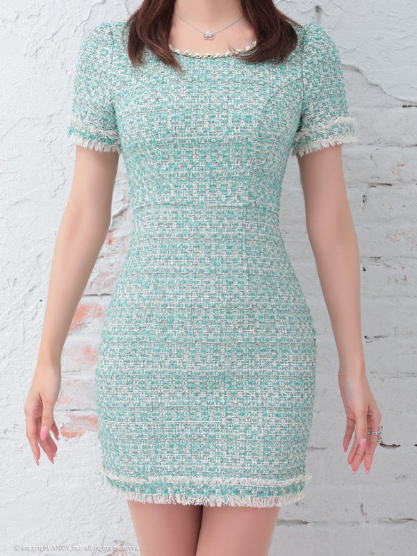 画像15: 【LIMITED SALE開催中！! 11月11日より順次発送予定】【an/アン】ツイード / 半袖/ 袖あり/ タイト/ ミニドレス/ キャバドレス[OF05] (15)