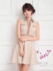 画像16: 【an/アン】ツイード/ 襟付き/ ジップ/ ラインデザイン/ ノースリーブ/ フレア/ ミニドレス/ キャバドレス[OF05] (16)