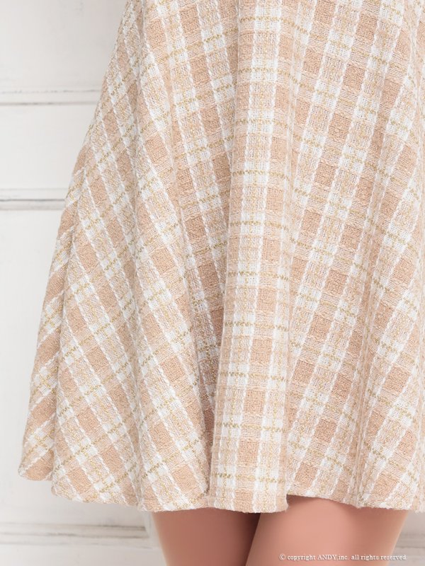 画像19: 【an/アン】ツイード/ 襟付き/ ジップ/ ラインデザイン/ ノースリーブ/ フレア/ ミニドレス/ キャバドレス[OF05] (19)