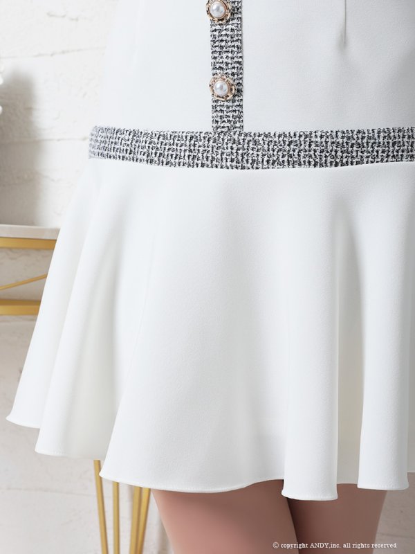画像6: 【an/アン】ツイードライン/ Aライン/ フレア/ ボタンデザイン/半袖/ 袖あり/ ミニドレス/ キャバドレス[OF05] (6)