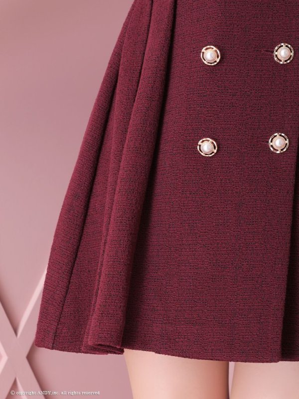 画像43: 【an/アン】襟付き/ ストレッチ/ パールボタン/ ジャケット風/ ノースリーブ/ プリーツ/ フレア/ ワンピース/ ミニドレス/ キャバドレス[OF05] (43)