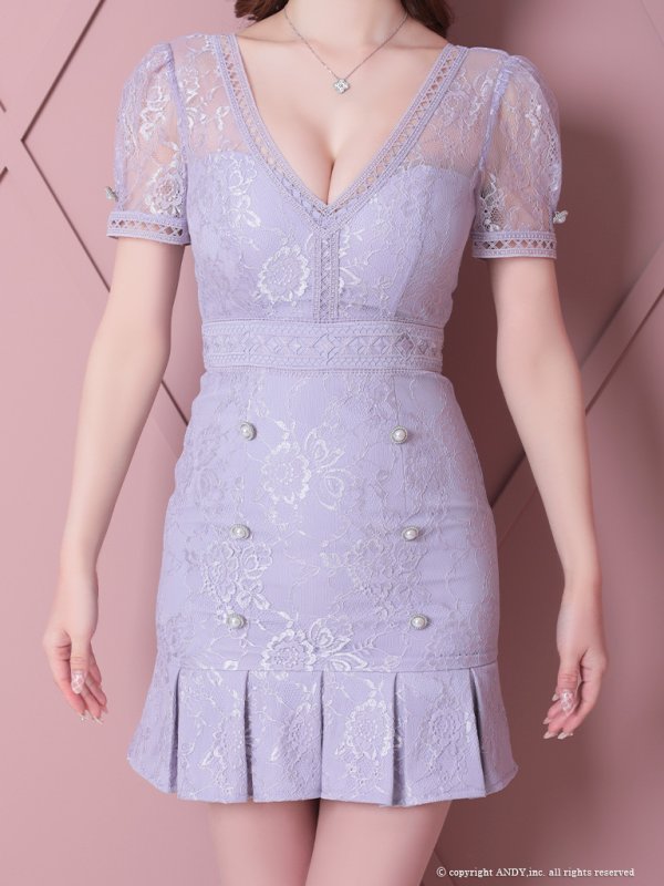 画像19: 【an/アン】総レース/ 半袖/ 袖あり/ ボタン/ ボックスプリーツ/ タイト/ ミニドレス/ キャバドレス[FB03] (19)