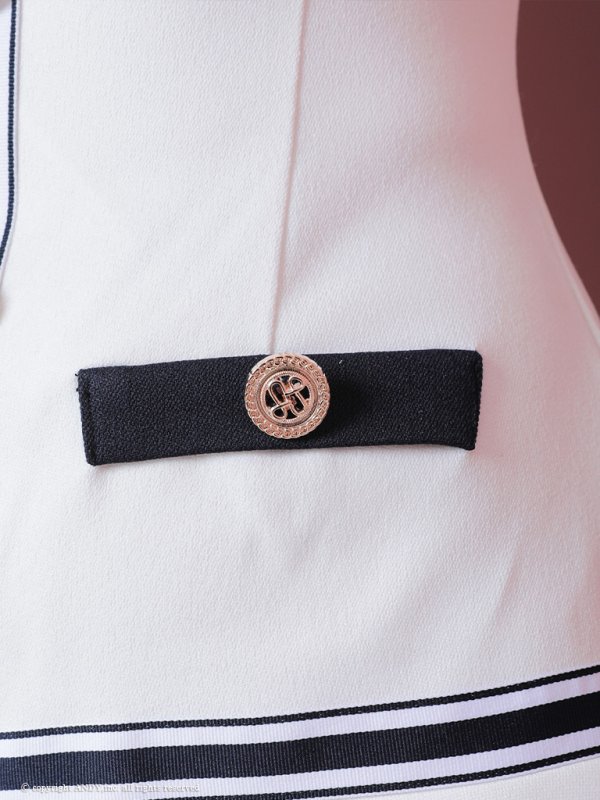 画像14: 【an/アン】スクエアネック/ バイカラー/ ボタン/ 裾フリル/ フレア/ ミニドレス/ キャバドレス[OF05] (14)