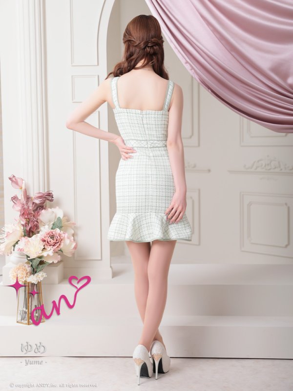 画像12: 【an/アン】マーメイド/ ツイード/ フロントジップ/ ゴールドバックル/ チェーンモチーフ/ ビスチェ/ フリル/ ミニドレス/ キャバドレス[OF05] (12)