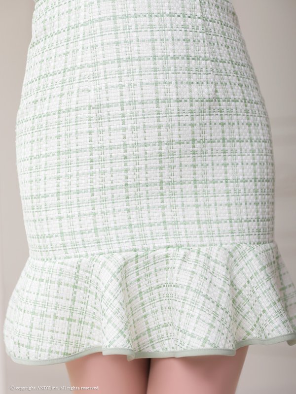 画像14: 【an/アン】マーメイド/ ツイード/ フロントジップ/ ゴールドバックル/ チェーンモチーフ/ ビスチェ/ フリル/ ミニドレス/ キャバドレス[OF05] (14)