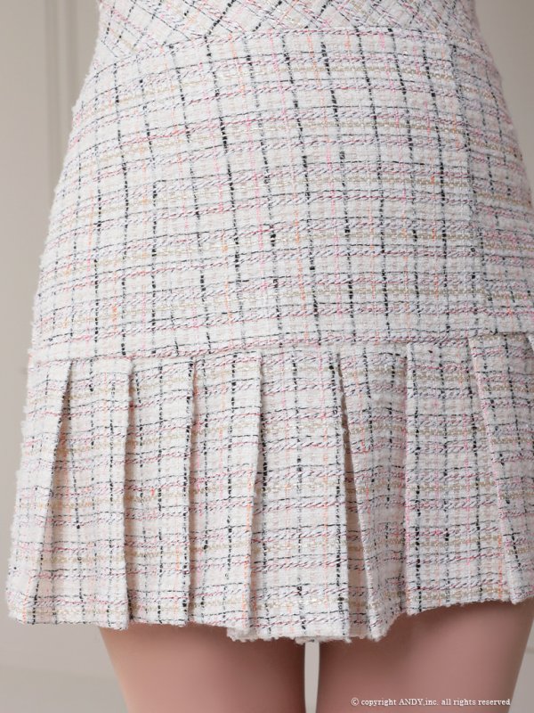 画像14: 【LIMITED SALE開催中！! 11月11日より順次発送予定】sugarオリジナルカラー☆XSサイズあり【an/アン】ミックスツイード/ ボタンデザイン/ 半袖/ 袖あり/ セットアップ/ プリーツ/ ミニドレス/ キャバドレス[OF05] (14)