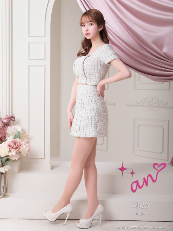 画像10: 【LIMITED SALE開催中！! 11月11日より順次発送予定】sugarオリジナルカラー☆XSサイズあり【an/アン】ミックスツイード/ ボタンデザイン/ 半袖/ 袖あり/ セットアップ/ プリーツ/ ミニドレス/ キャバドレス[OF05] (10)