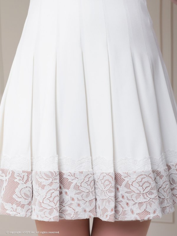 画像24: 【an /アン】襟付き/ ドットチュール/ レース切替/ ノースリーブ/ プリーツ/ フレア/ ミニドレス/ キャバドレス[OF05] (24)