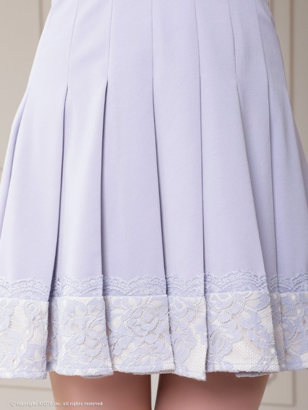 画像16: 【an /アン】襟付き/ ドットチュール/ レース切替/ ノースリーブ/ プリーツ/ フレア/ ミニドレス/ キャバドレス[OF05] (16)