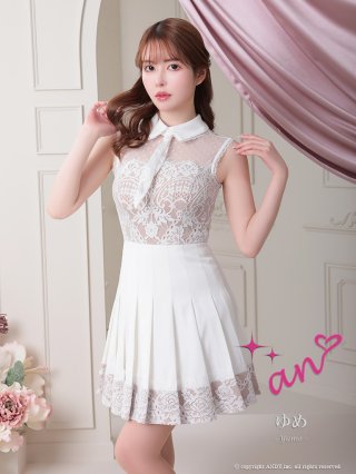 ゆめちゃん着用‼️an襟付きフロントジップドレスワンピ‼️ XSサイズあり【an /アン】フロントジップ/ シースルー/ レース
