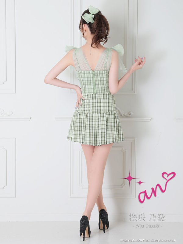 画像37: 【an /アン】チェック柄/ ショルダーリボン/ チュール/ Aライン/ セットアップ/ ミニドレス/ キャバドレス[OF05] (37)