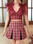 画像14: 【an /アン】チェック柄/ ショルダーリボン/ チュール/ Aライン/ セットアップ/ ミニドレス/ キャバドレス[OF05] (14)