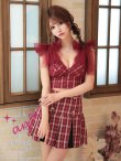 画像10: 【an /アン】チェック柄/ ショルダーリボン/ チュール/ Aライン/ セットアップ/ ミニドレス/ キャバドレス[OF05] (10)