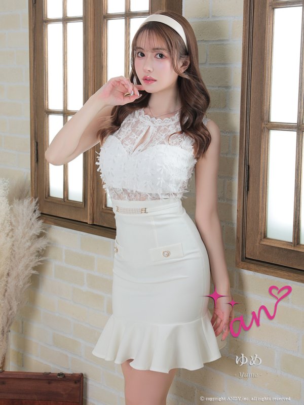 画像15: 【LIMITED SALE開催中！! 11月11日より順次発送予定】【an /アン】マーメイド/ フリル/ レース切り替え/ パール/ ノースリーブ/ ミニドレス/ キャバドレス[OF05] (15)