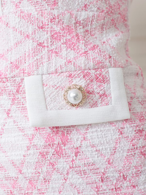 画像20: 【an/アン】チェック柄/ ストレッチツイード/ フロントボタン/ 半袖/ 袖あり/ タイト/ ミニドレス/ キャバドレス[OF05] (20)