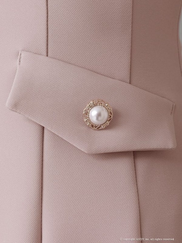 画像15: 【an/アン】刺繍レース襟/ ノースリーブ/ パールボタン/ プリーツ/ フレア/ ワンピース/ ミニドレス/ キャバドレス[OF05] (15)