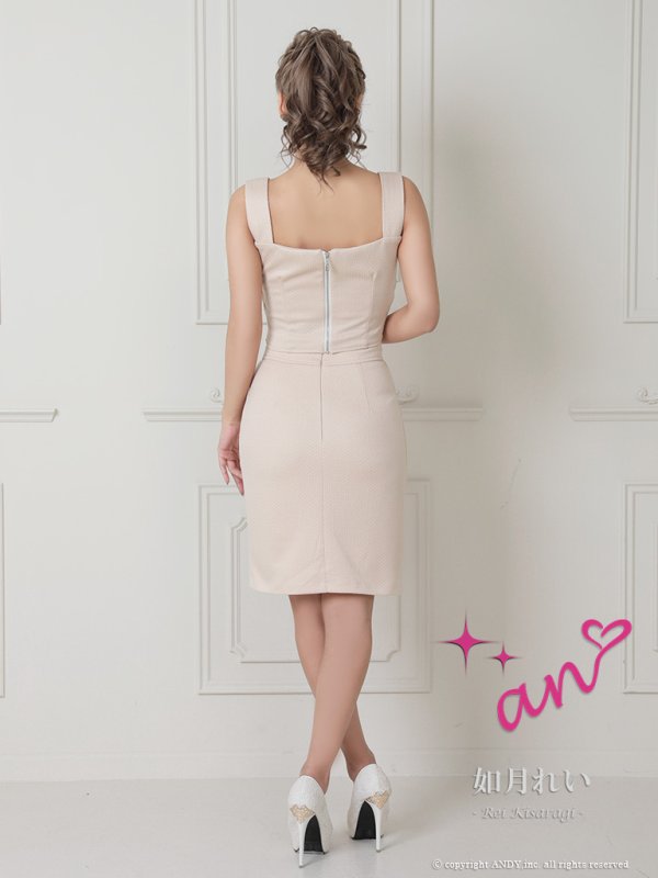 画像15: 【an/アン】ワンカラー/ ノースリーブ/ フロントボタン/ セットアップ/ ツーピース/ タイト/ ひざ丈/ ミディアムドレス/ キャバドレス[OF05] (15)