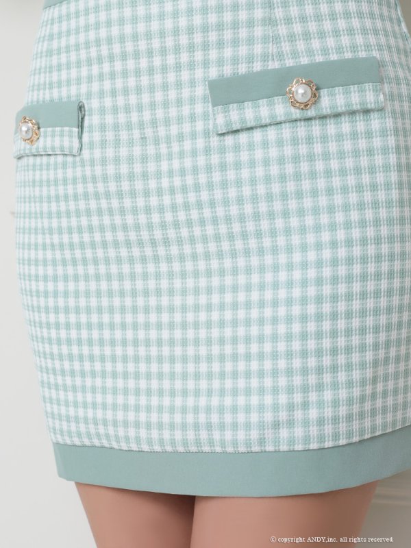 画像27: 【an /アン】ギンガムチェック/ フロントジップ/ スクエアネック/ 袖あり/ ショートスリーブ/ セットアップ/ タイト/ ミニドレス/ キャバドレス[OF05] (27)