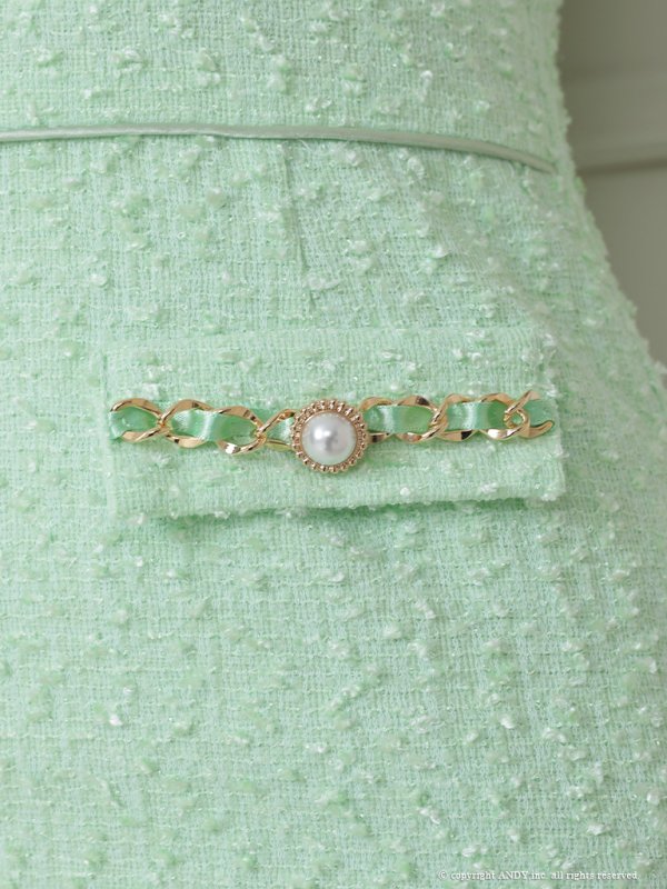 画像14: XSサイズあり【an/アン】ストレッチツイード/ フロントジップ/ ノースリーブ/ スリットネック/ ビスチェ/ タイト/ ミニドレス/ キャバドレス[OF05] (14)