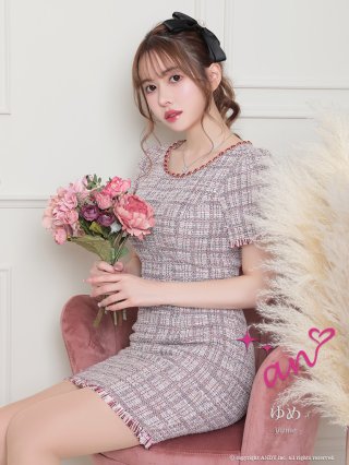 an/アン】ストレッチ/ ツイード / チェック柄/ ベア/ キャミ/ カット