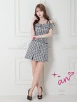 画像26: 【みゆう/関西コレクション着用】【an/アン】ギンガムチェック柄/ オフショルダー/ ショルダーリボン/ パールボタン/ プリーツ/ フレア/ ミニドレス/ キャバドレス[OF05] (26)